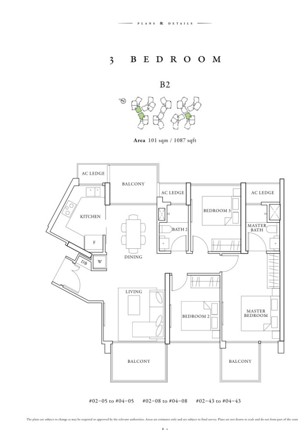 St Patrick's Type B2 3 Bedroom Floor Plan