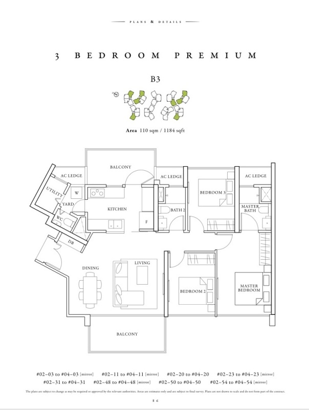 St Patrick's Type B3 3 Bedroom Floor Plan