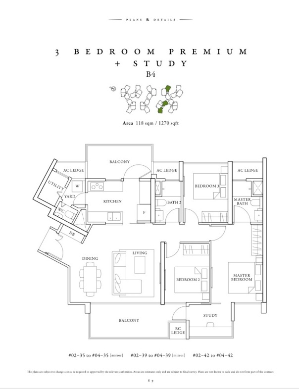 St Patrick's Type B4 3 Bedroom Premium Study Floor Plan