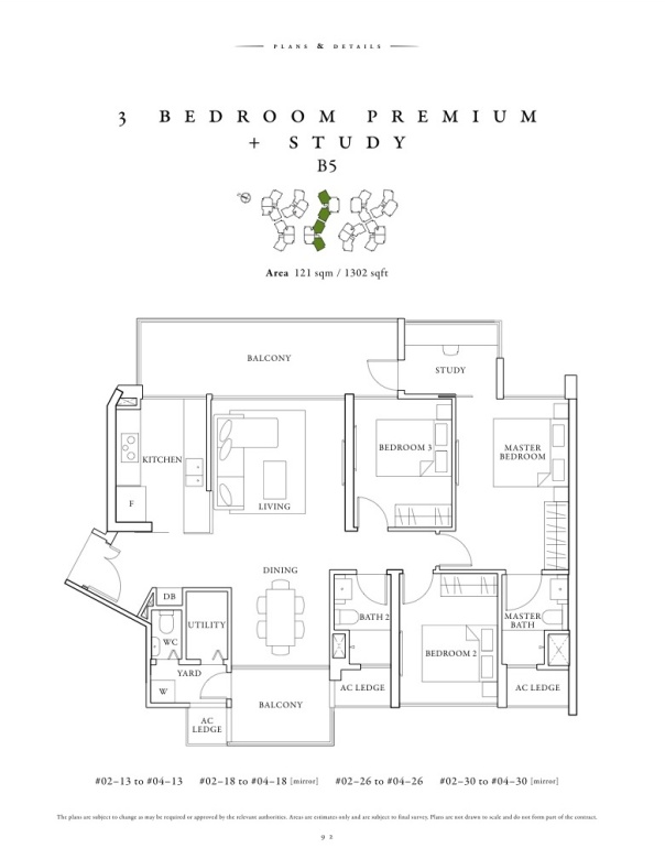 St Patrick's Type B5 3 Bedroom Premium Study Floor Plan